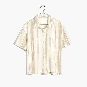 Madewell Linen Blend Short Sleeve Safari Shirt Undyed Edition Lagenlook Size M
